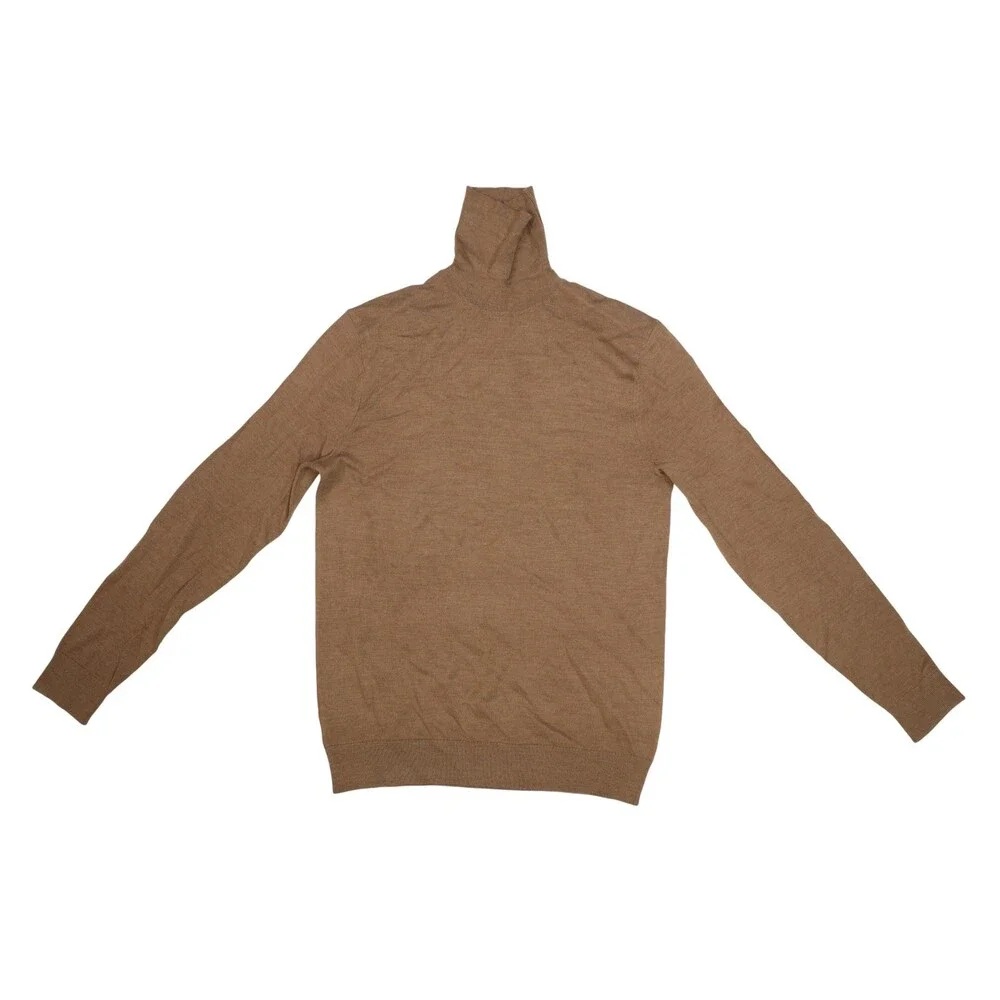 Banana Republic Sweater Men M Tall Baruffa Brown Merino Wool Turtleneck Pullover